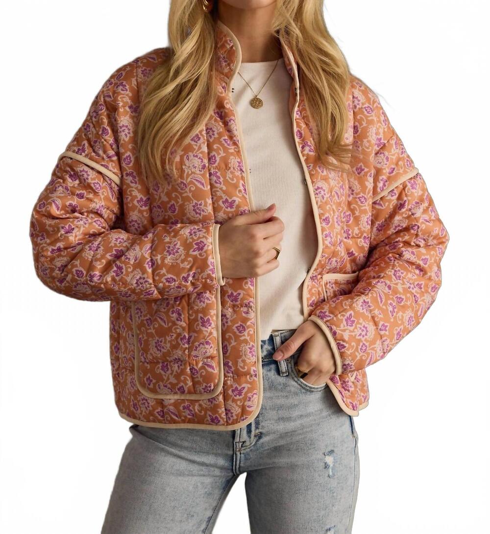 NEW PANACHE women's quilted jacket in orange, purple and cream